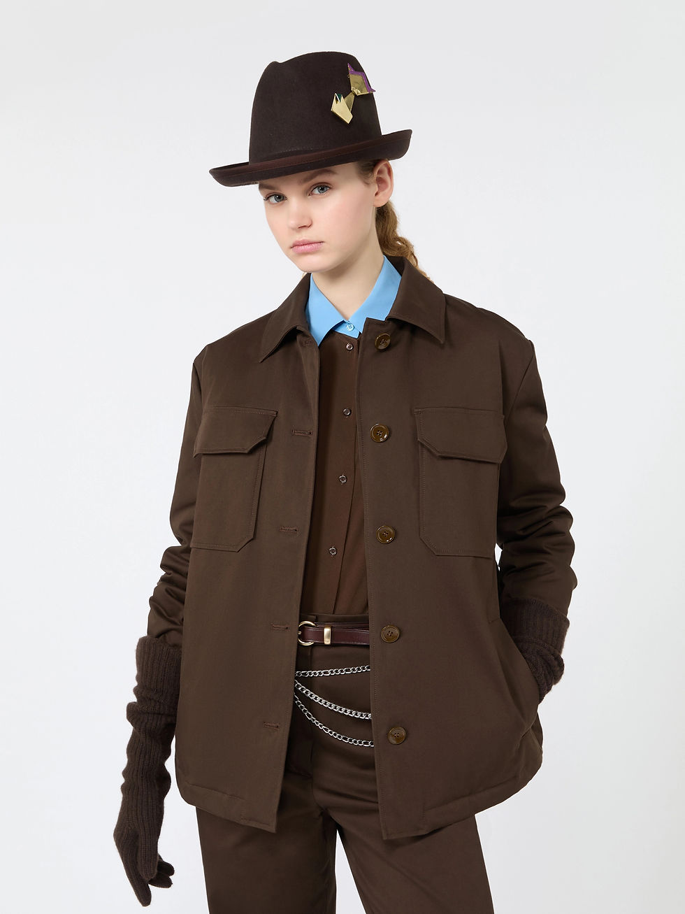 Miniatura: MAX MARA WEEKEND Giacca in raso di cotone marrone T. 42