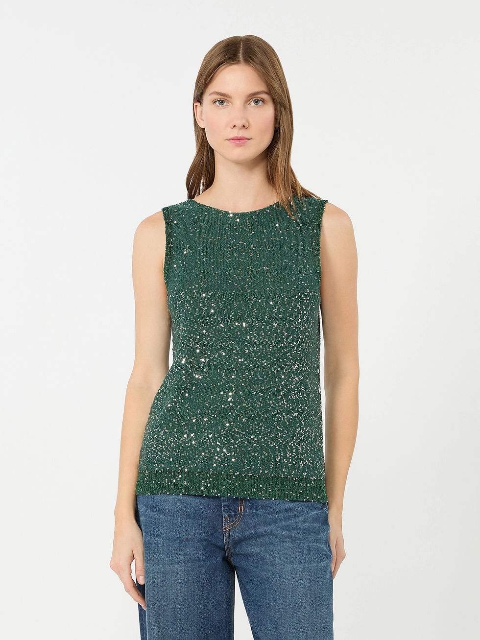 Miniatura: MAX MARA WEEKEND Maglia smanicata con paillettes verde T. 42