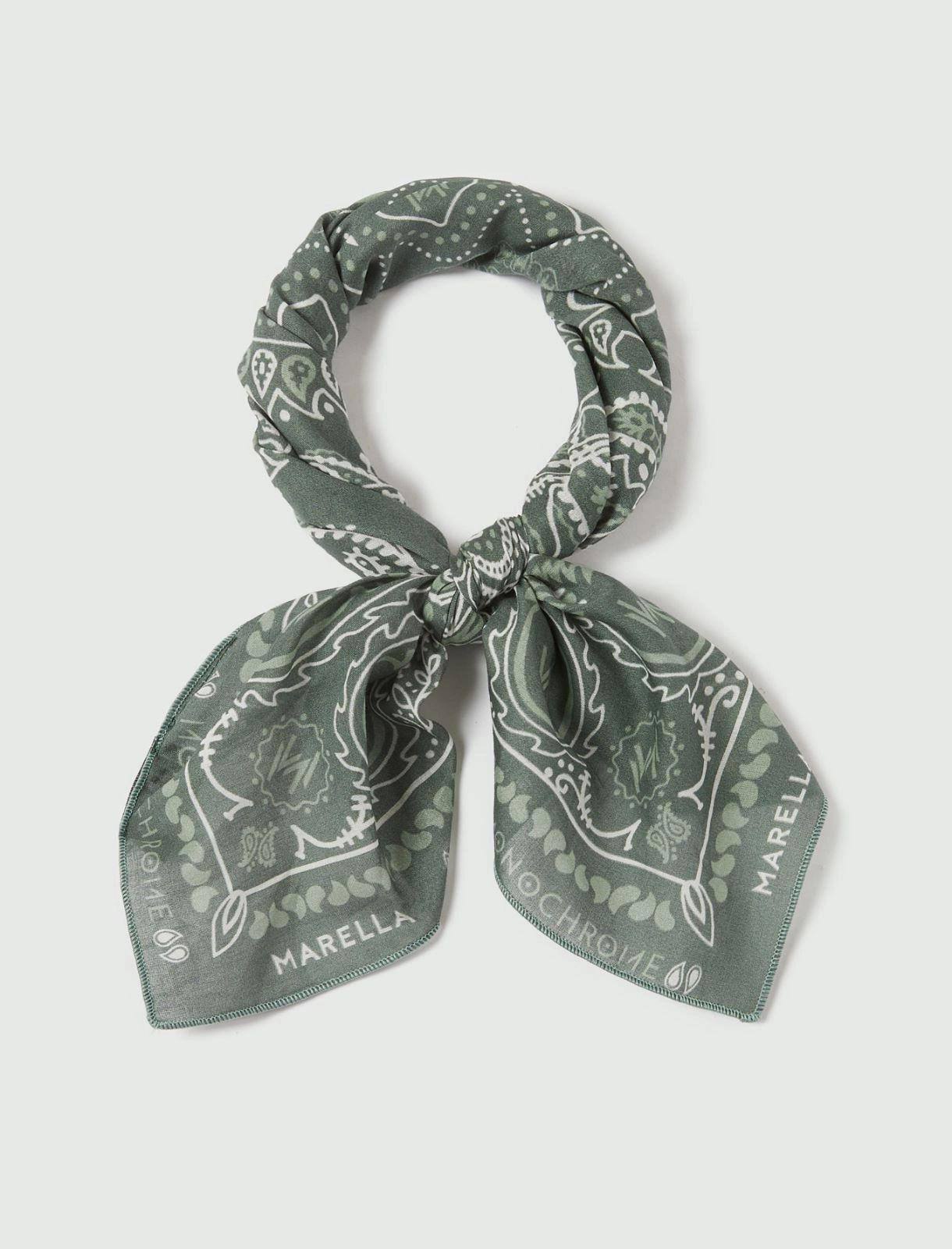 MARELLA MONOCHROME Foulard piccolo stampa bandana verde