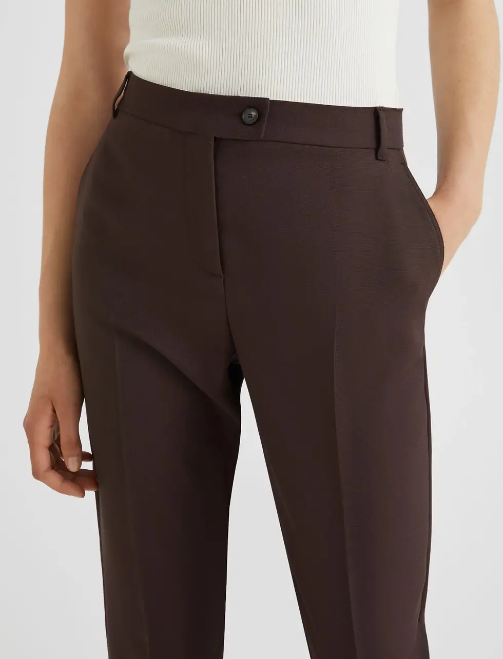 Thumbnail: MARELLA Pantalone chino in mista lana cioccolato T.42