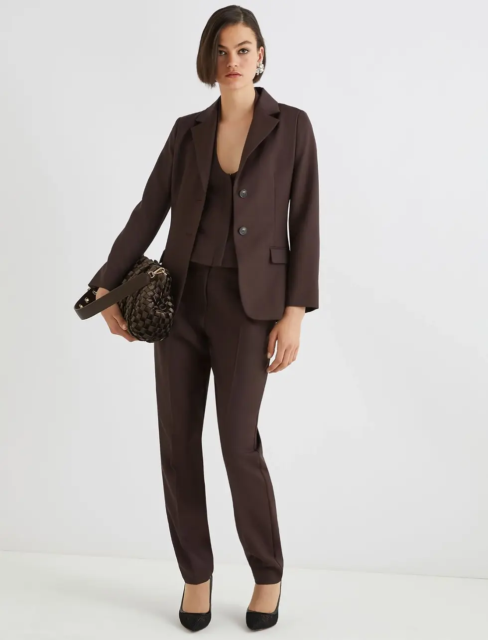 Thumbnail: MARELLA Pantalone chino in mista lana cioccolato T.42