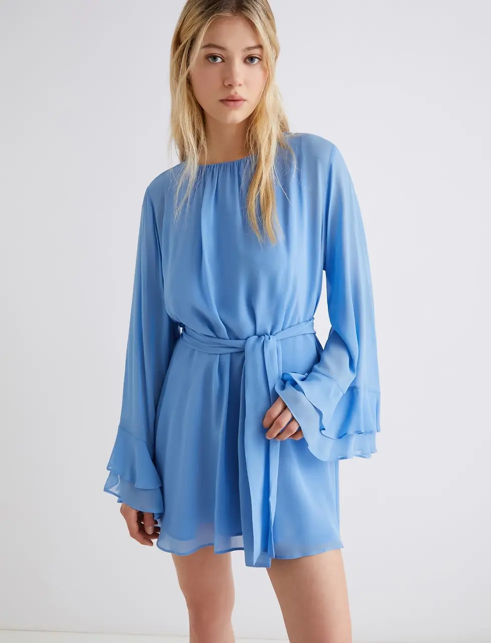 Miniatura: MARELLA Abito in georgette di viscosa azzurro T.42