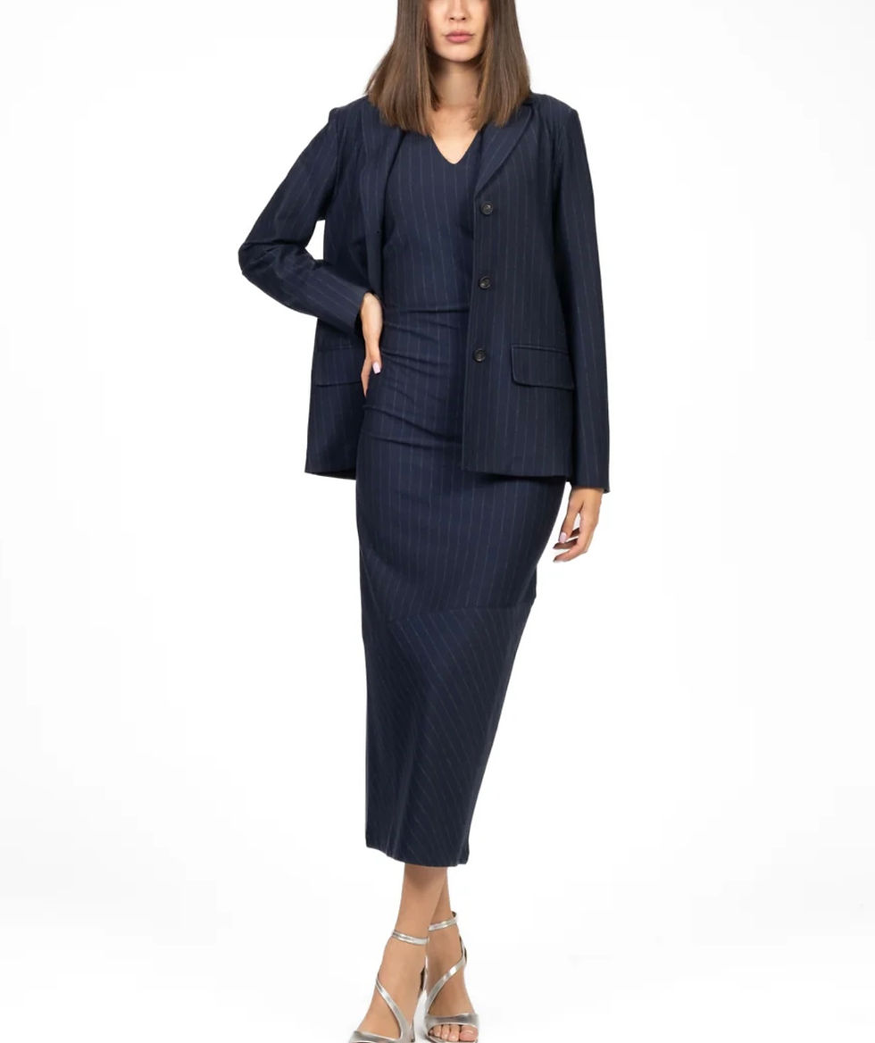 Miniatura: MAX MARA LEISURE Abito gessato smanicato blu navy T. 42