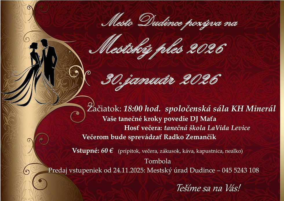 MESTSKÝ PLES DUDINCE 30.1.2026