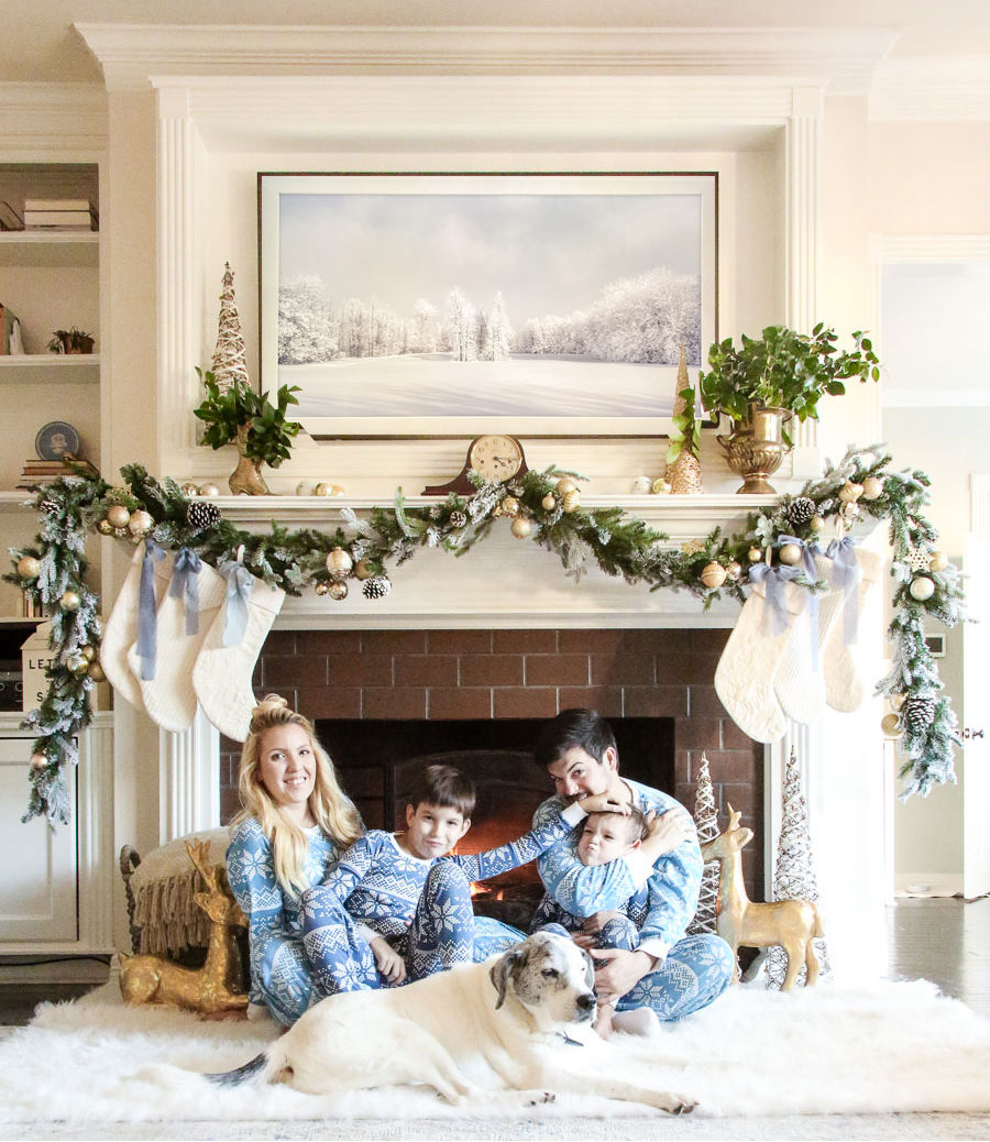 blue matching family christmas pajamas