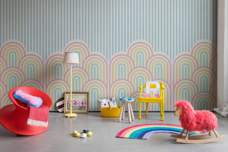 rebel walls hilltops rainbow wall mural