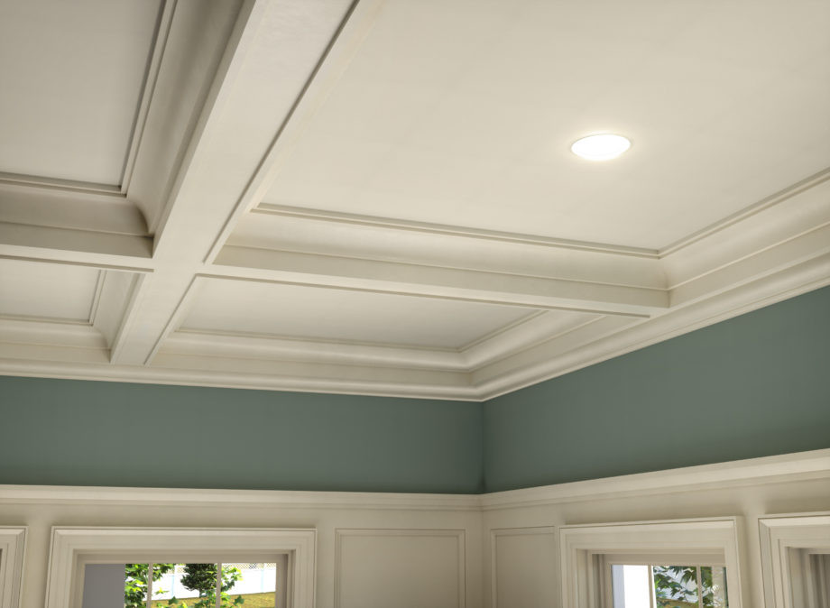 coffered ceiling and crown molding