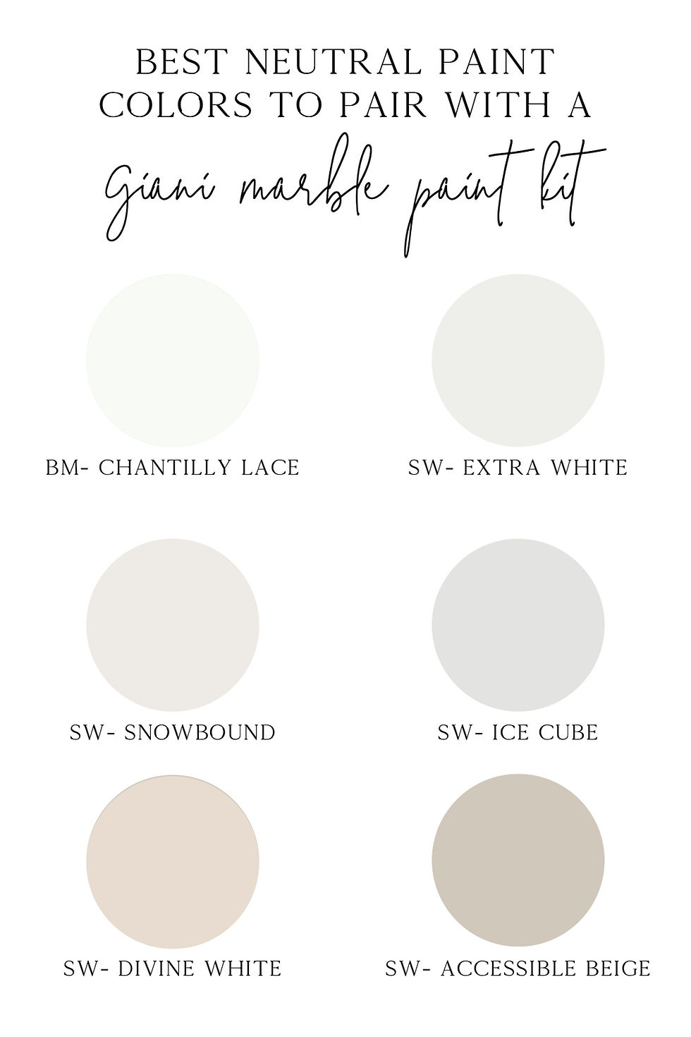 best neutral and white paint colors to pair with a giani marble paint kit