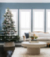 Blue and neutral Christmas bedroom decor