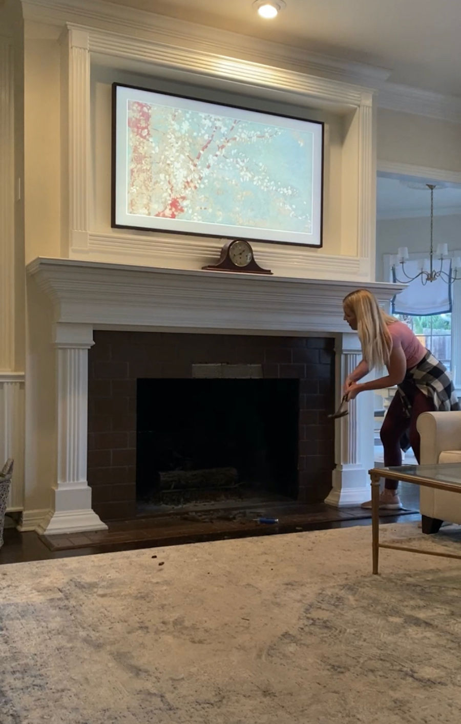 demo-ing old tile fireplace