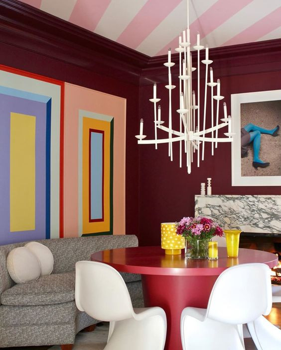 striped ceiling interior design