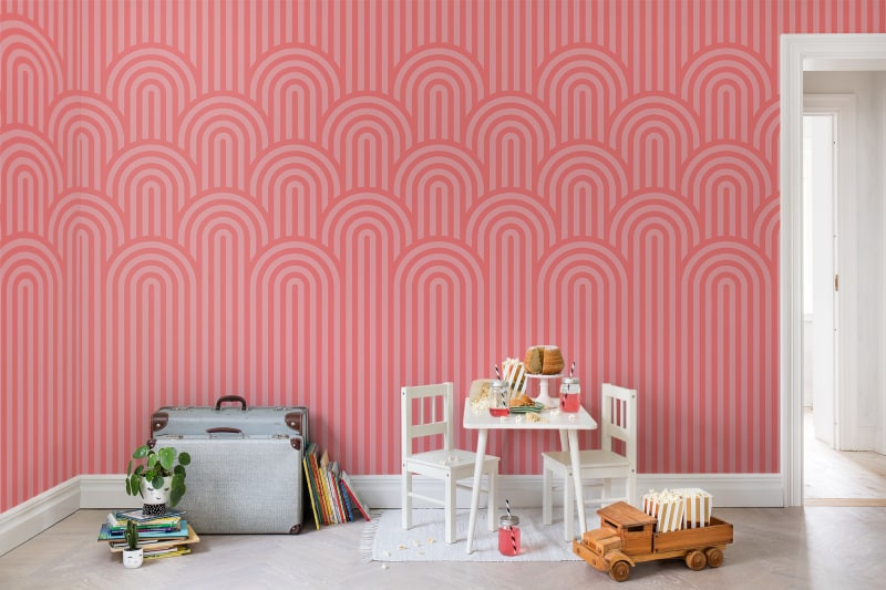 rebel walls happy hills bubblegum mural wallpaper