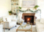 grandmillenial style fireplace mantle christmas white and blue