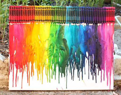 at home summer camp- melted crayon art