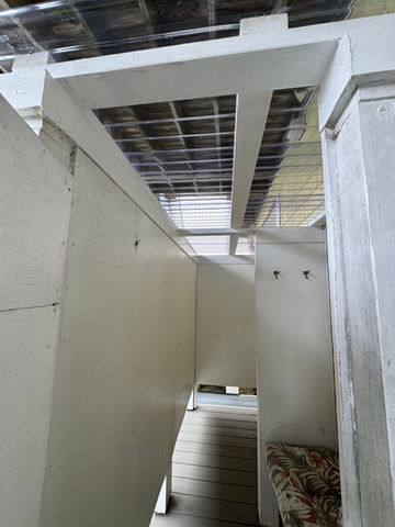 Outdoor shower roof installation