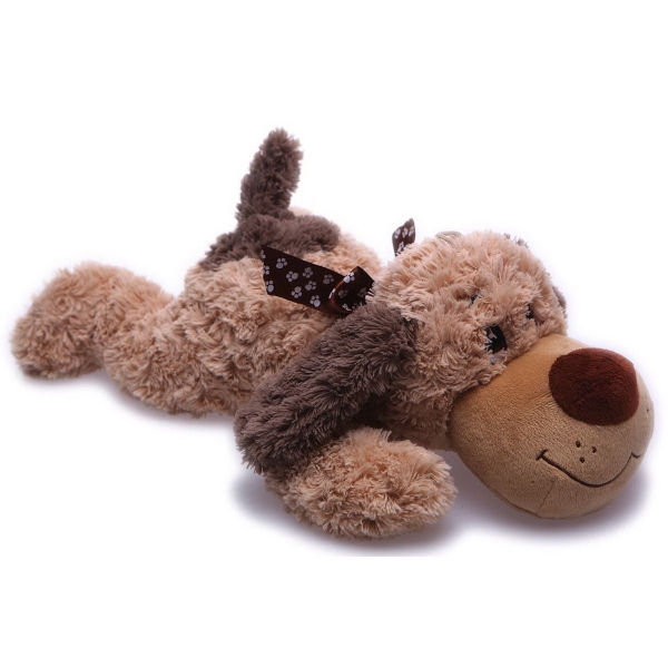 Thumbnail: Laying Pup, A Fully Customizable Plush Dog in Two Hues	 with Your Logo