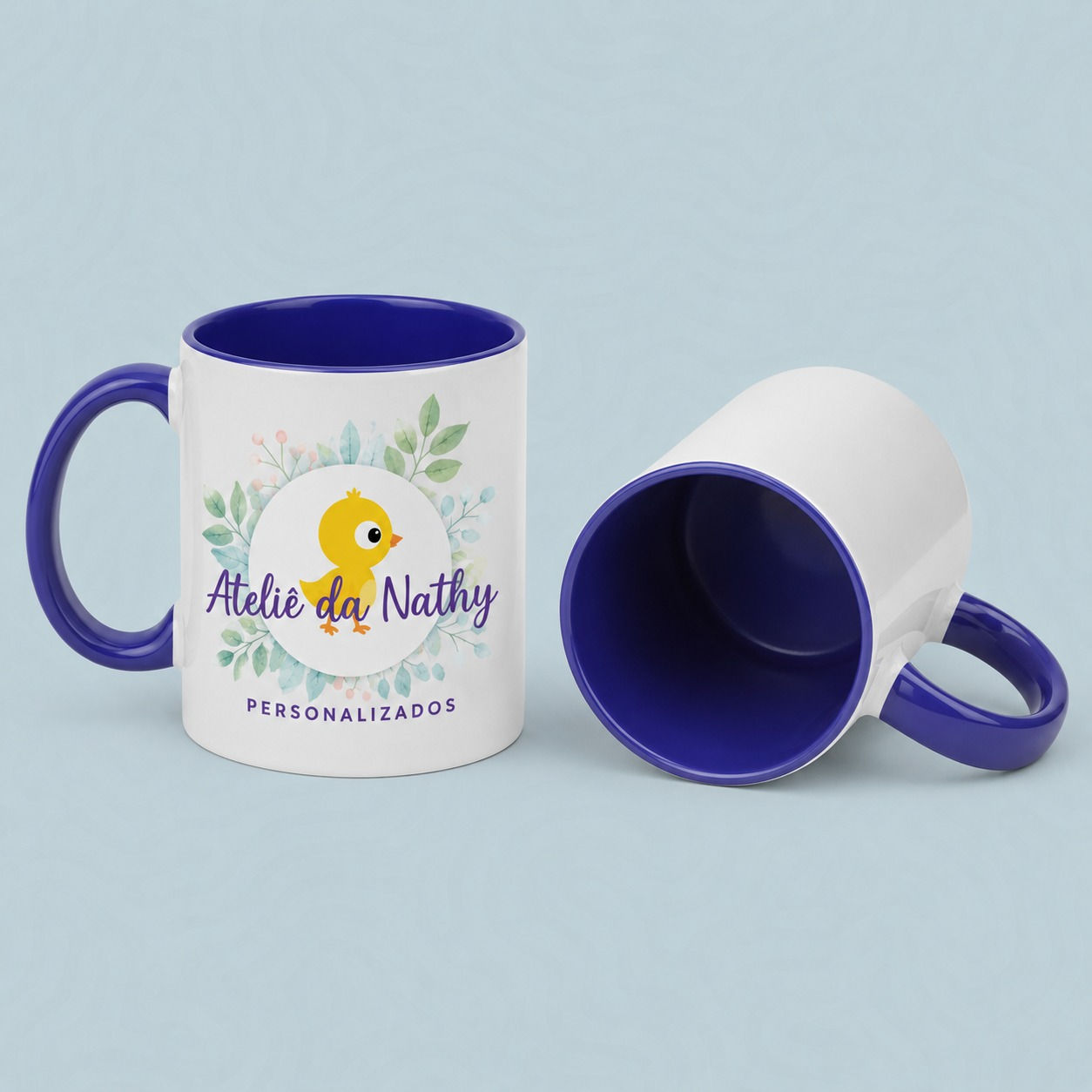 Caneca Porcelana Alça e Interior Colorido