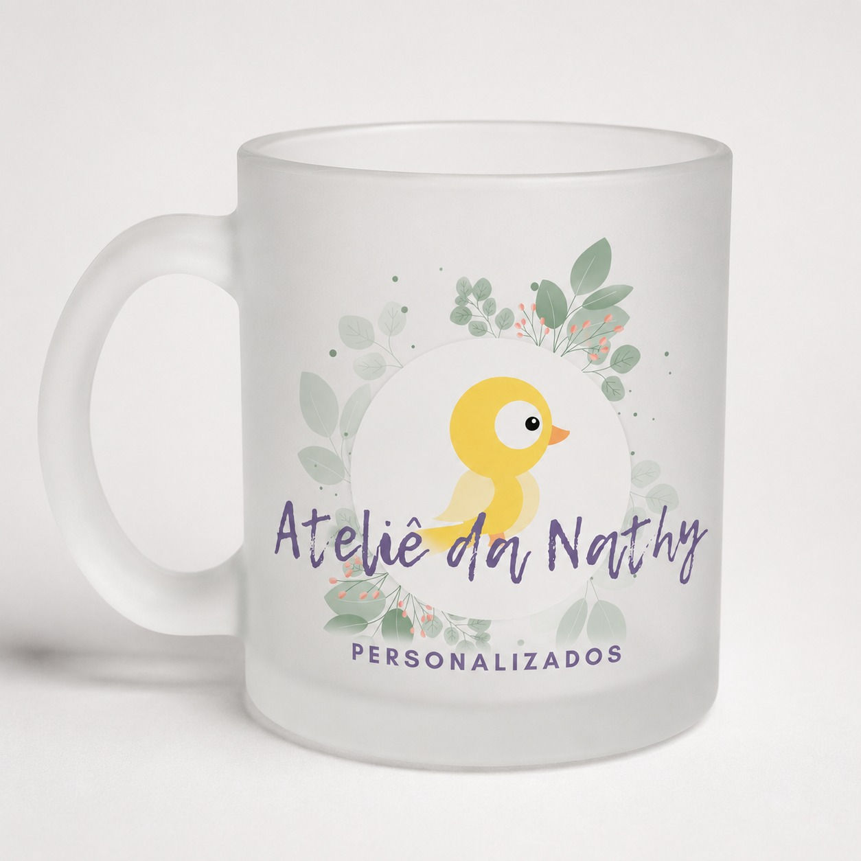 caneca de vidro jateada