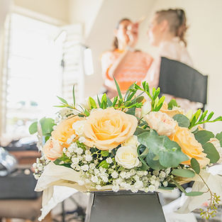 A lovely wedding bouguet as bride is getting ready