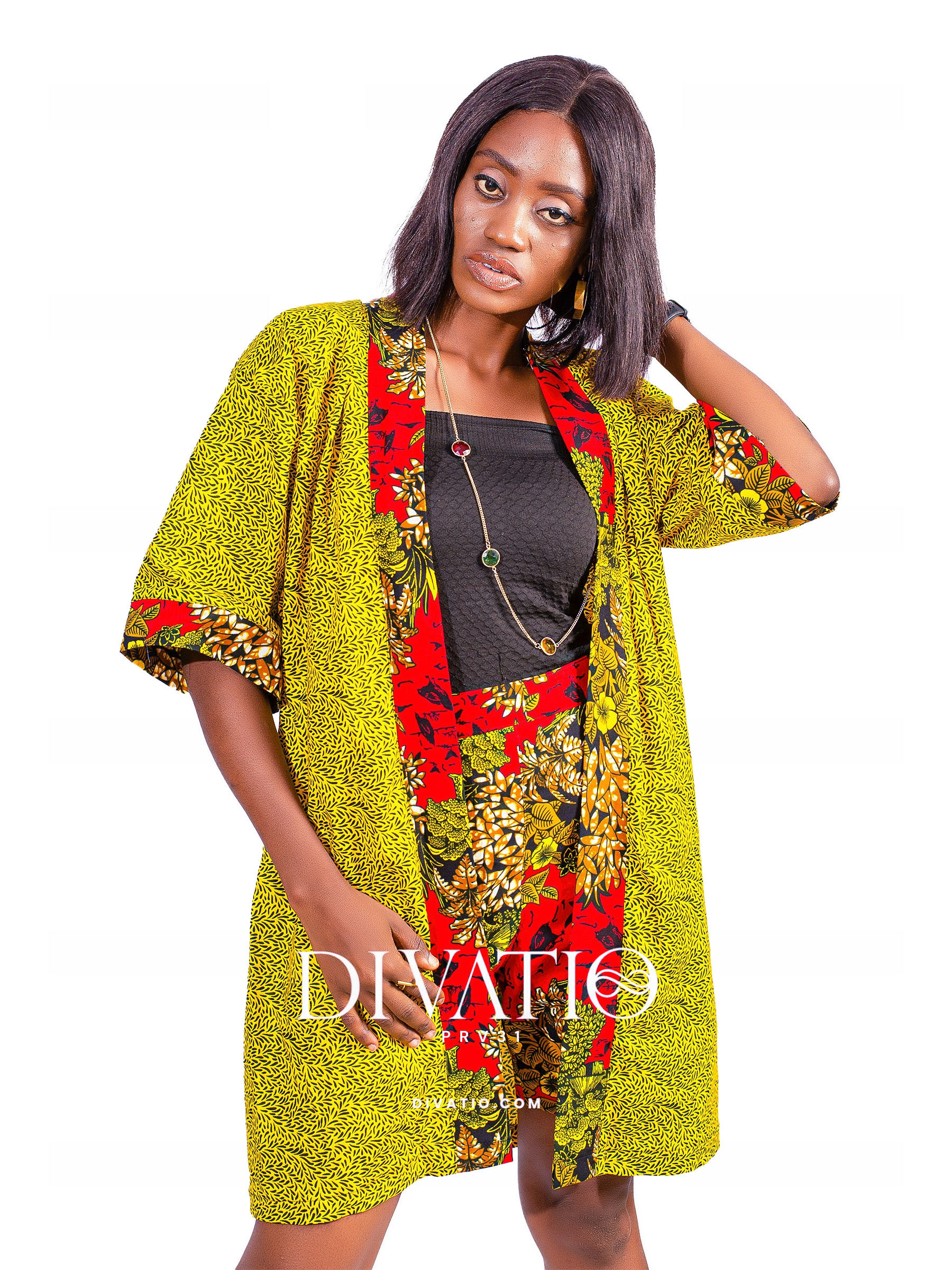 Nana Ankara Kimono & Shorts Set