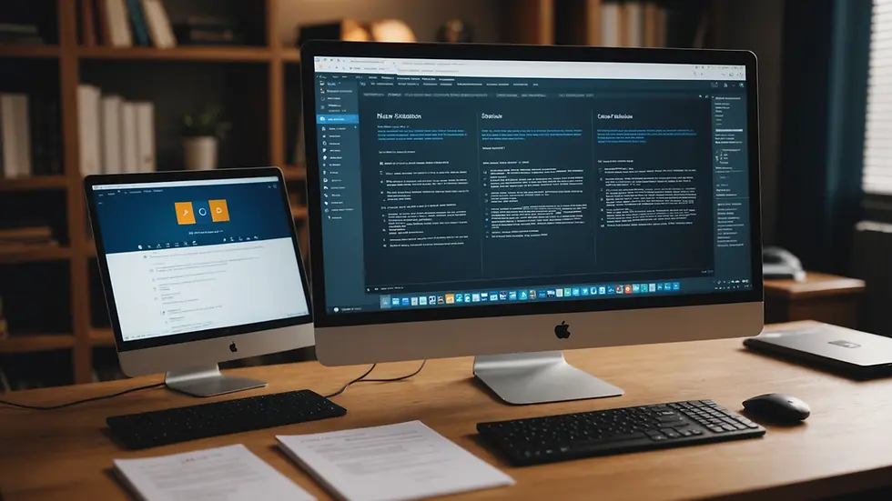 Eye-level view of law simulation software on a desktop computer