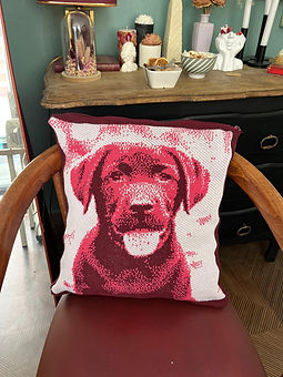 Jacquard tissu tricoté housse de coussin chien Caligraphic
