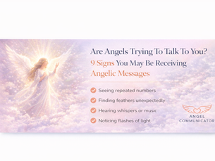 blog banner for are angels trying to talk to you showing soft glowing angel wings in light clouds symbolising angel communication, spiritual signs, and divine guidance