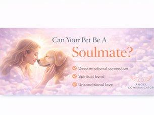 blog banner for can your pet be a soulmate showing a woman touching noses with her dog in soft glowing clouds symbolising deep emotional connection, companionship, and unconditional love
