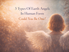 person with angel wings standing in warm light symbolising earth angels in human form
