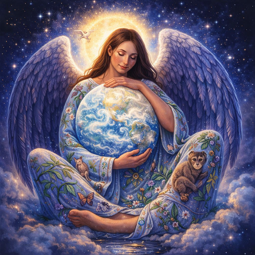 earth angel woman holding earth