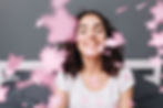 portrait-happy-excited-young-brunette-woman-white-t-shirt-having-fun-smiling-falling-pink-