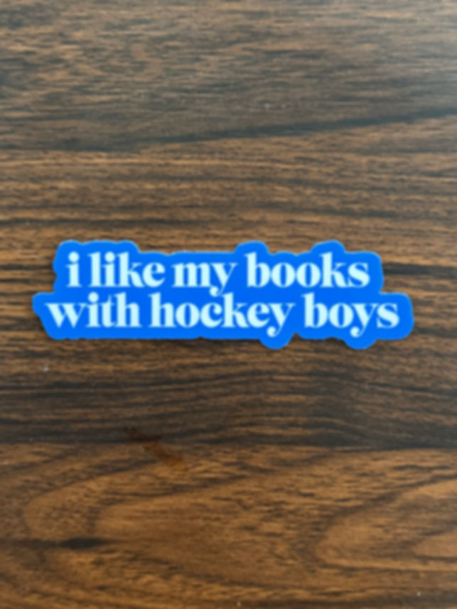 I like my books with hockey boys sticker
