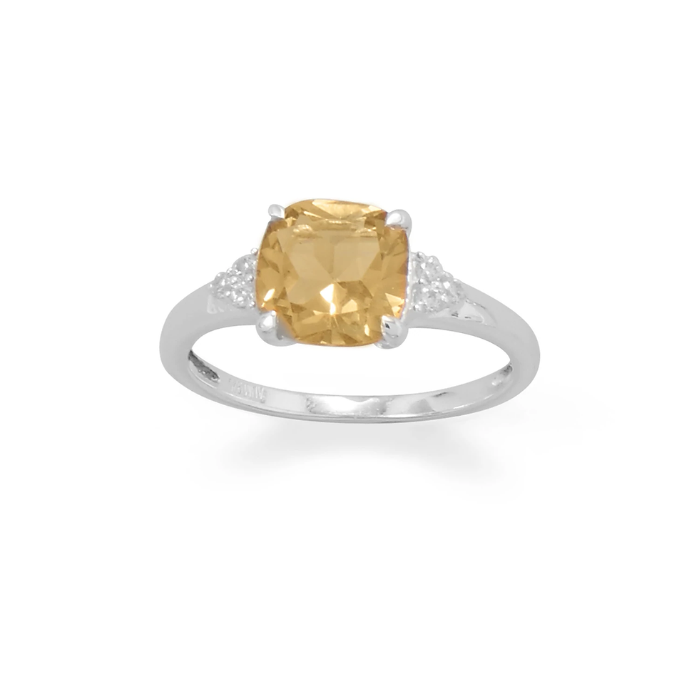 Thumbnail: Sterling Silver Citrine and CZ Band