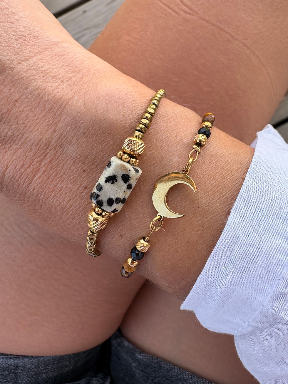 Thumbnail: Maho Bracelet Lune Onyx noir Œil de Tigre