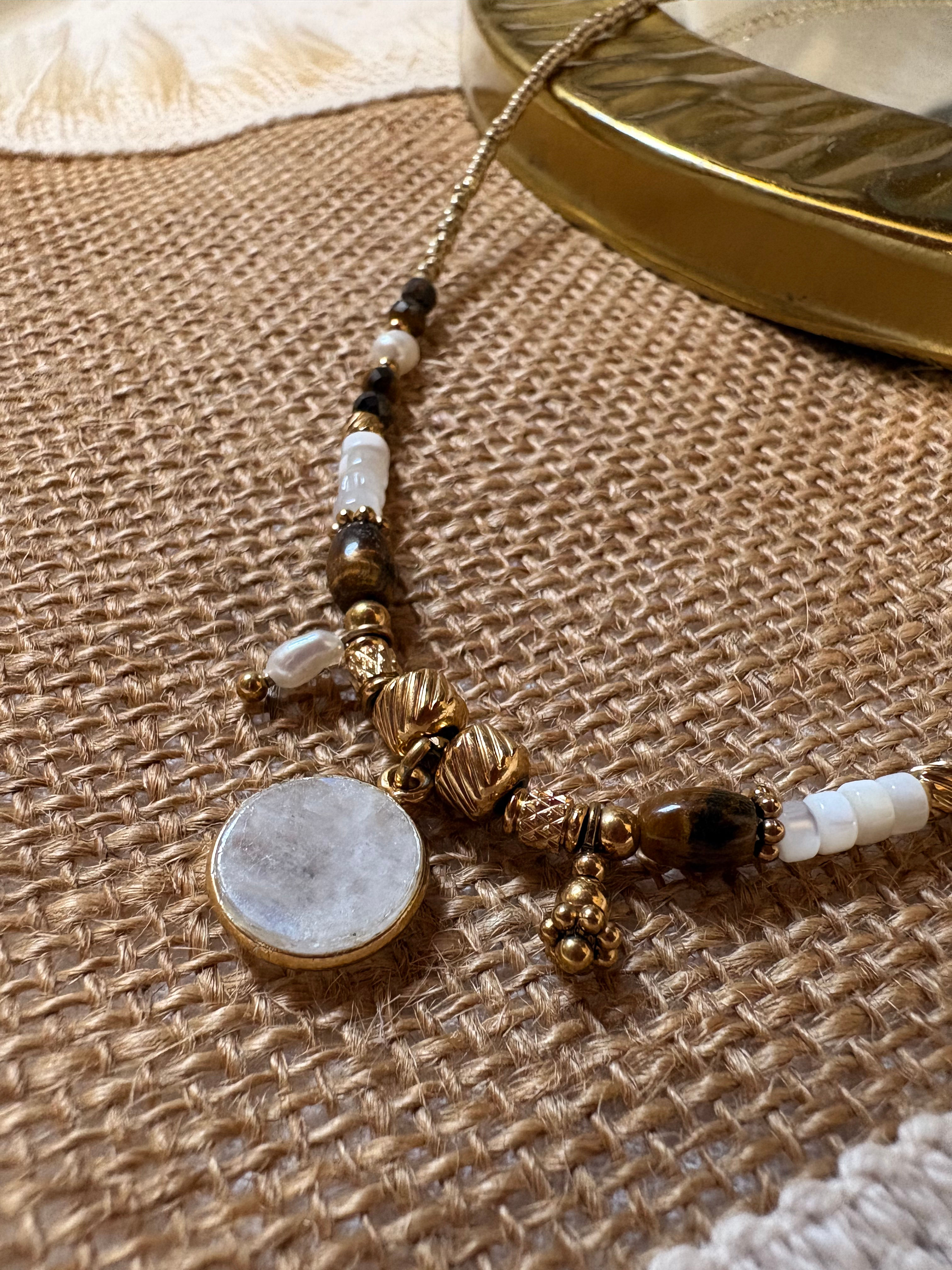 Nova Collier Oeil de Tigre et Pierre de Lune