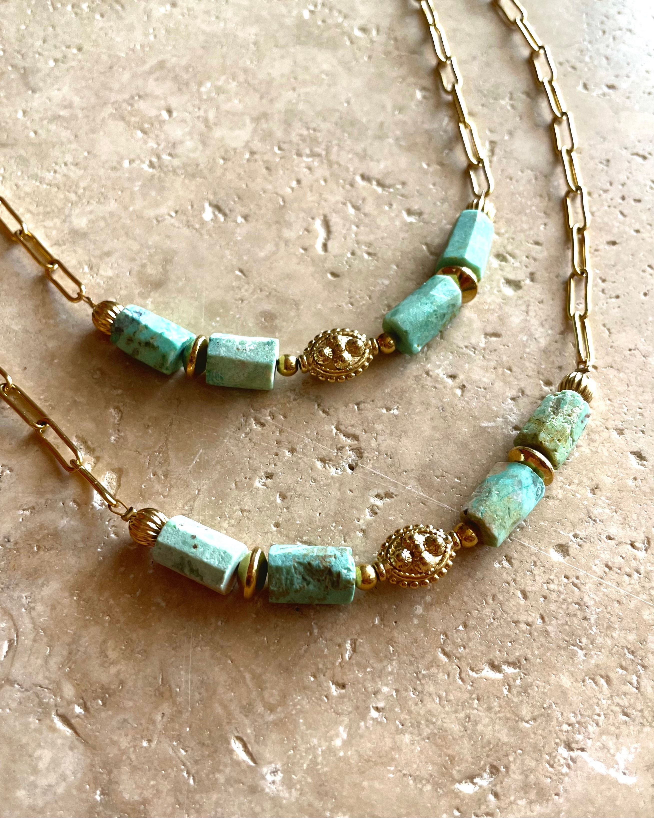 Jaïpur Collier Turquoise et chaîne