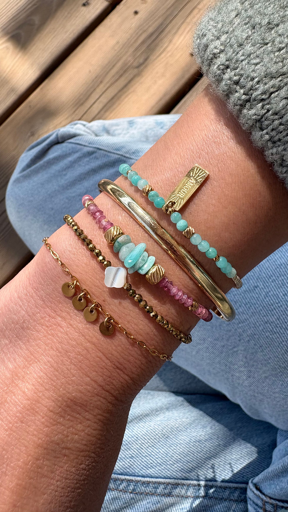 Miniature : Calvi Bracelet grigri Nacre et Hématites