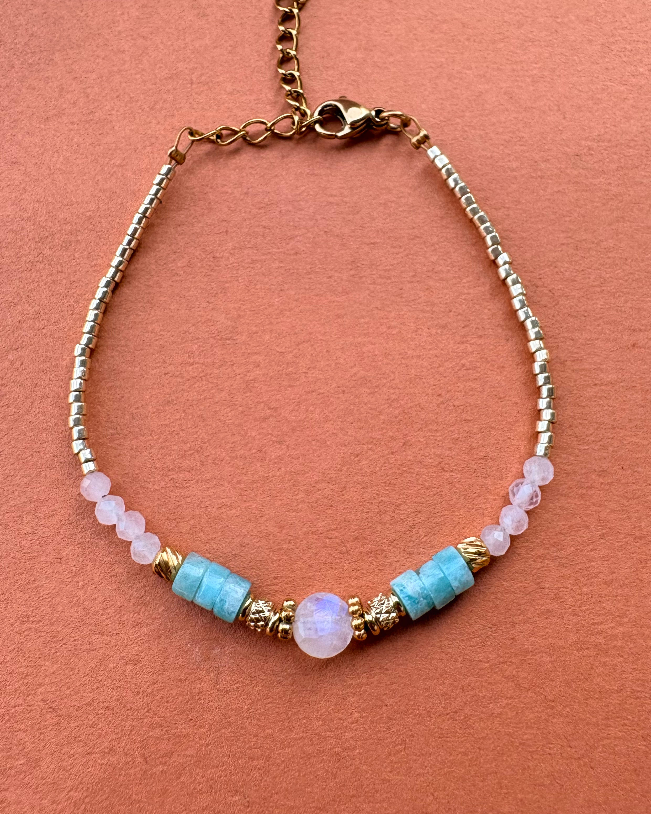 Copie de Mahé Bracelet Pierre de Lune et Amazonites