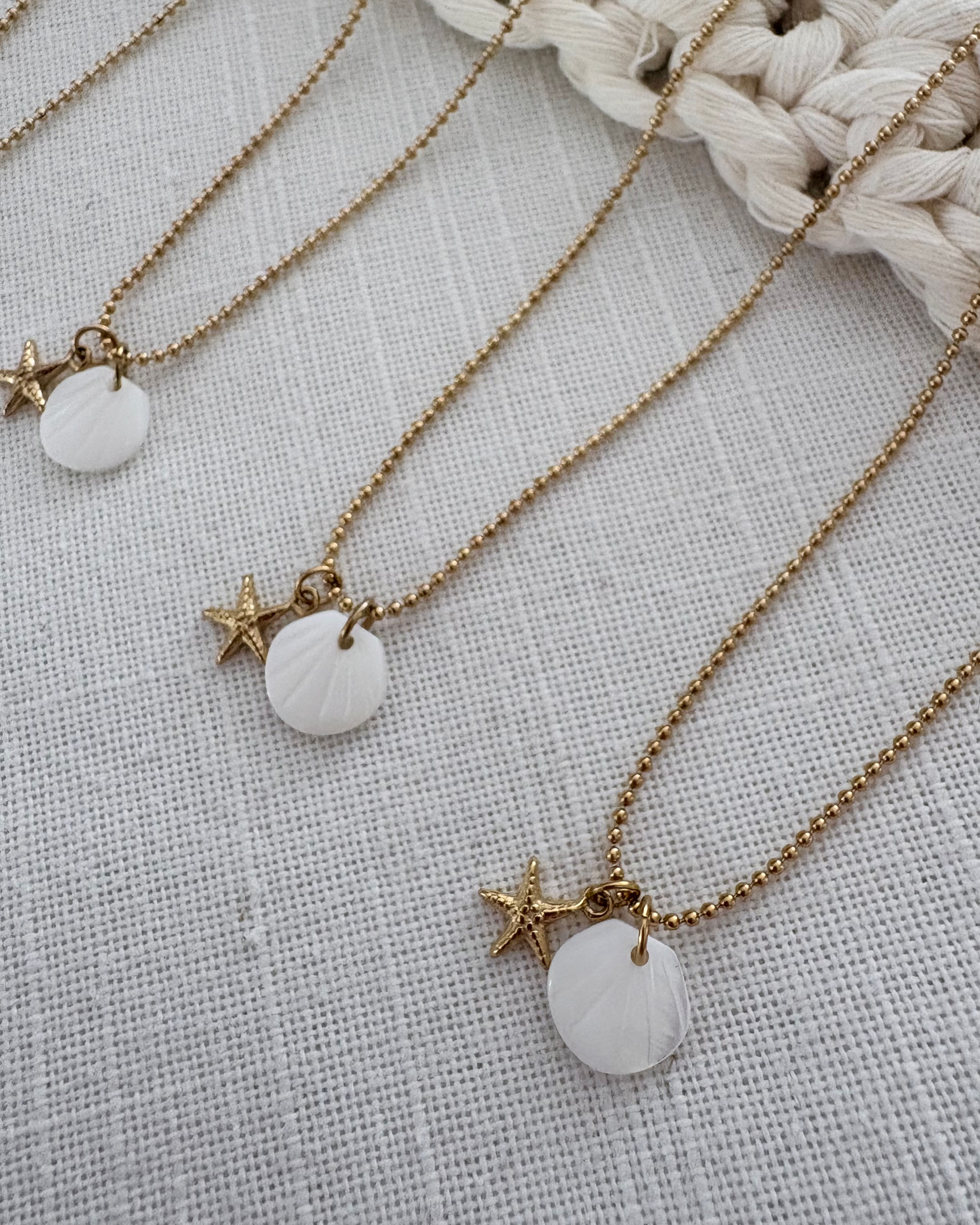 Summer Collier chaîne Coquillage et Étoile de Mer