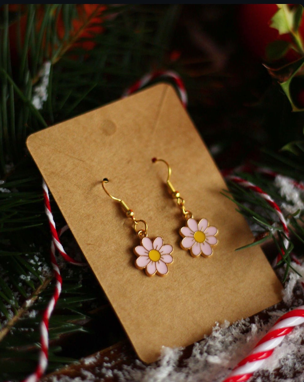 bouckes d'oreilles "marguerites roses"