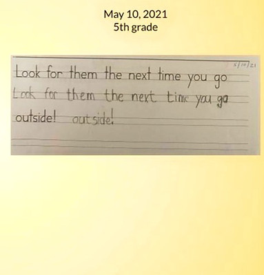 A before and after example of student writing after one year of instruction.