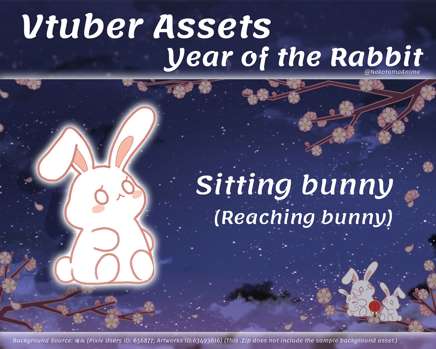 Sitting bunny (Reaching bunny) | Vtuber Assets Set | 座っているうさぎちゃん (何かを持っているうさぎちゃん