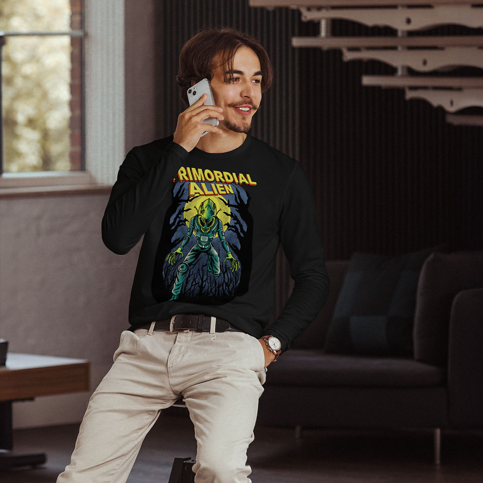 Thumbnail: Alien Invader! Primordial Alien Long Sleeve Fitted Crew