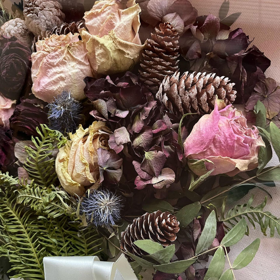 Close up of preserved winter bouquet