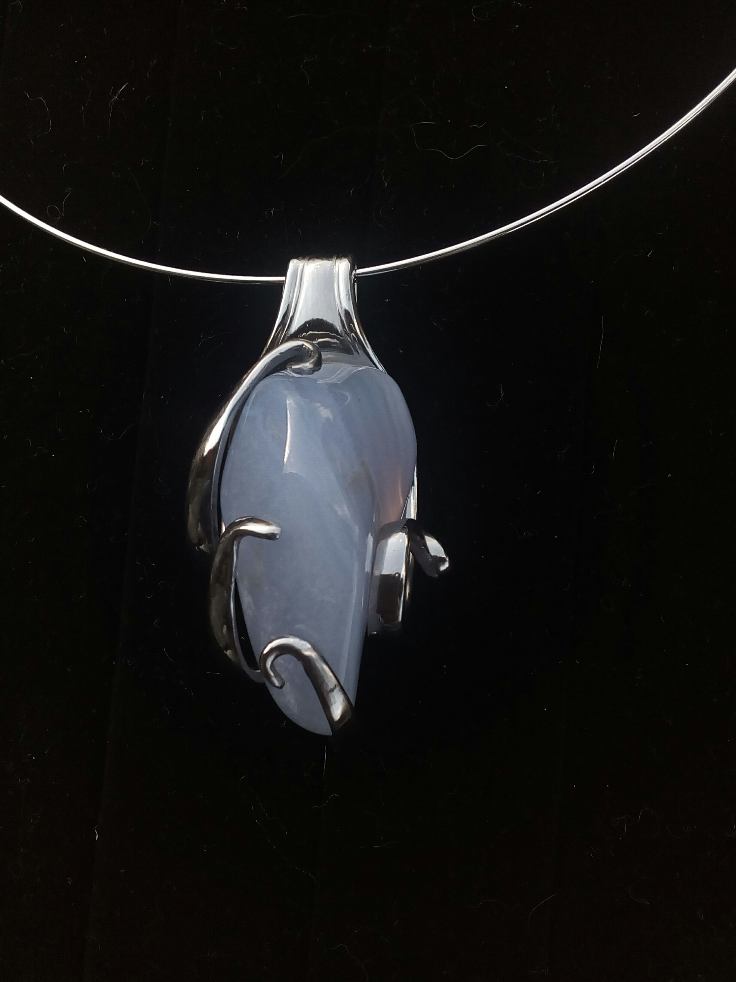 Collier Calcédoine bleue
