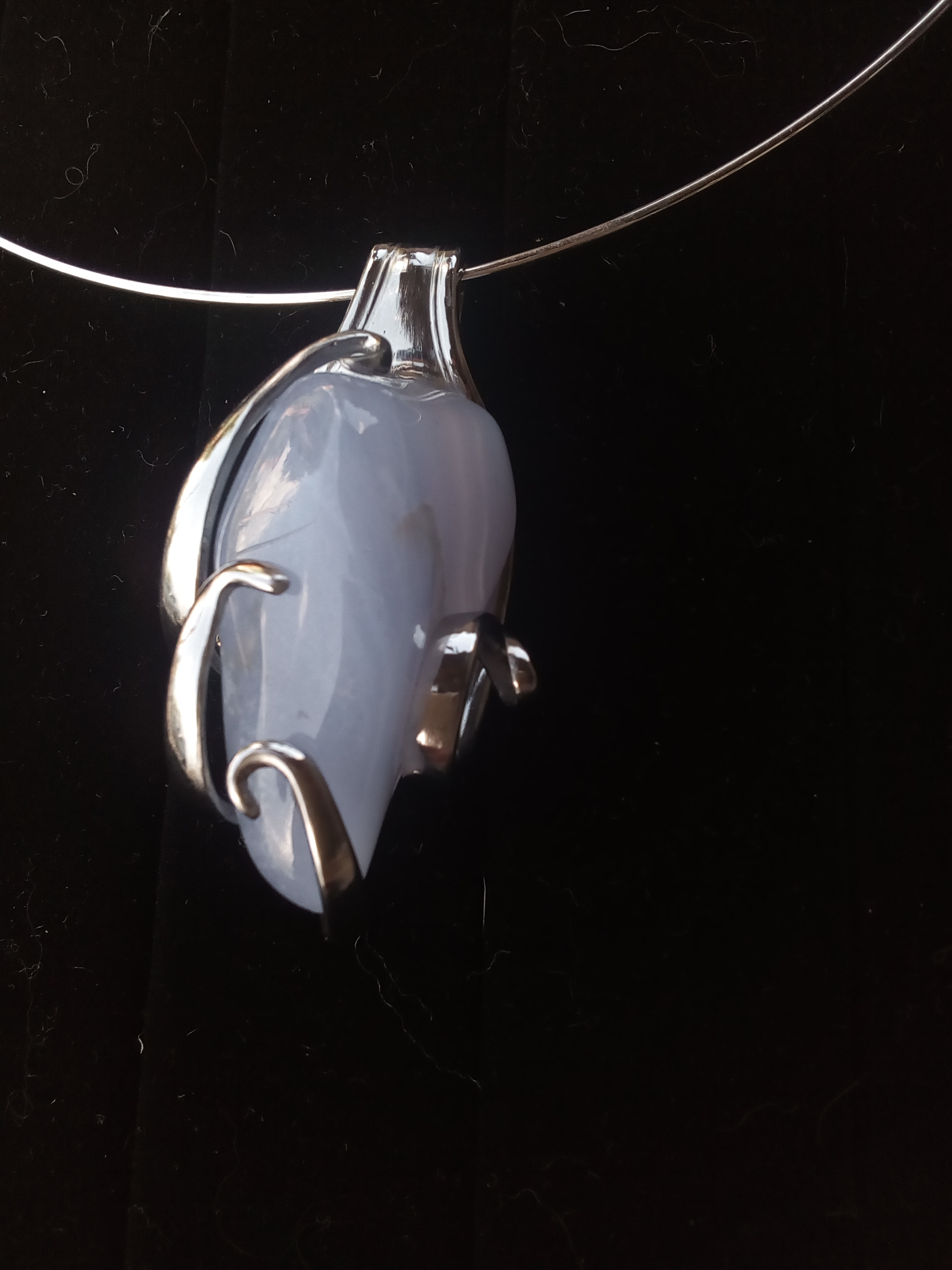 Collier Calcédoine bleue