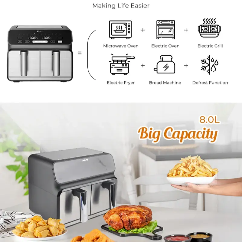Thumbnail: Double Door Air Fryer Freidoras De Aire New Model Kitchen Cooker
