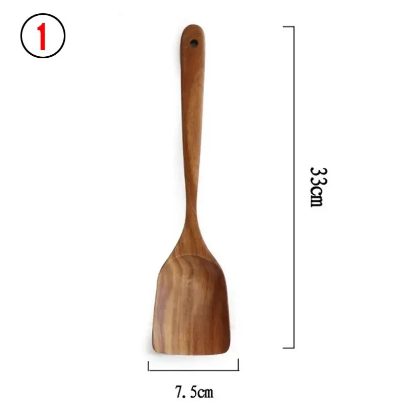 Thumbnail: Thailand Wooden Spoon Ladle Turner Long Colander Soup Scoop Kitchen Tool Set