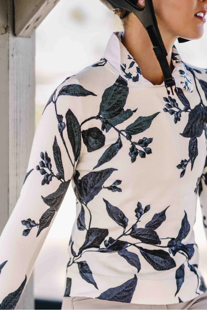 Kastel Denmark- Indigo Lithograph Leaf Crewneck Sweater