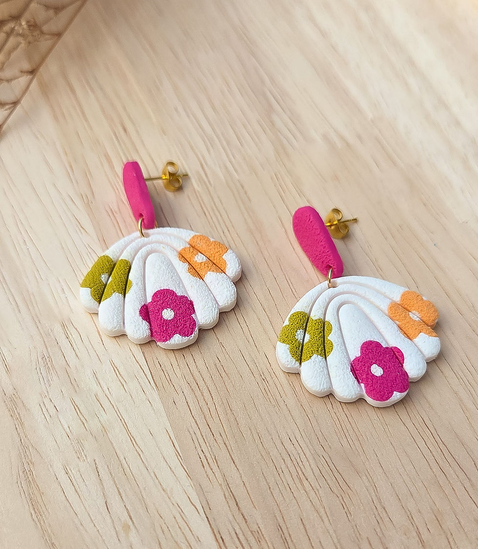 Boucles d'oreilles Rosévia sur fond bois - Les merveilles de Sophie